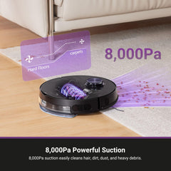 Eureka NER710 2-in-1 Robot Vacuum & Mop with 8000Pa suction, 5th-Gen LDS laser navigation, multi-floor mapping, 180-min runtime, 3-in-1 cleaning for pet hair, carpets & hard floors, App/Alexa support.