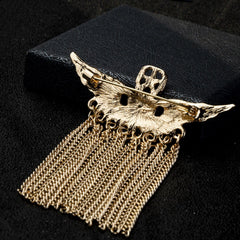 SYGA Men's & Women Suit Shirt Stud Lapel Pin Chain Tassel Brooch Pin with Crystal Chain(Coat of arms tassel gold)