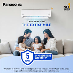 Panasonic 1.0 Ton 3 Star Premium Wi-Fi Inverter Smart Split AC (Matter Enabled, Higher Airflow, Copper Condenser, 7in1 Convertible, True AI, 2-Way, PM 0.1 Filter, CS/CU-SU12AKY3W, White)