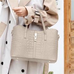 SYGA Pack Of 3 Women Handbag Set,Pu Leather Handbag With Crossbody Bag, Clutch Bag with Crocodile Pattern & Color (GOLDEN)