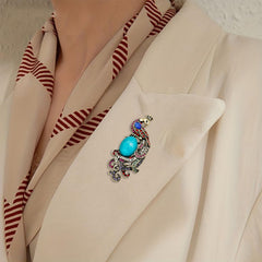 SYGA Brooch Pin Fashion Crystal Rhinestone Jewellery Pin Vintage Clothing Accessories Decoration Peacock design Elegant Retro Brooches For Women- S69