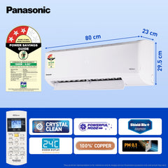 Panasonic 1.0 Ton 3 Star Inverter Split AC (Powerful Mode, Copper Condenser, 7in1 Convertible, 2-Way, PM 0.1 Filter, CS/CU-SU12AKY3T, White)