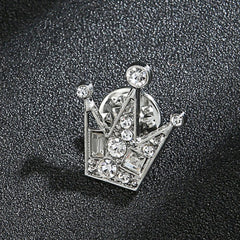 SYGA Men's Suit Chest Brooch Fashionable Gemstone Decoration Diamond Clothing Accessories(Silver Crown)