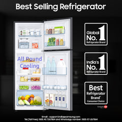 Samsung 236 L, 3 Star, Convertible, Digital Inverter with Display Frost Free Double Door Refrigerator (RT28C3733S8/HL, Silver, Elegant Inox)