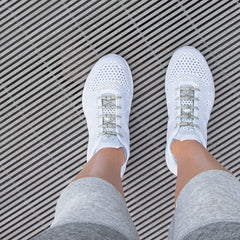 MOMISY Elastic Shoelaces Stretchy Silicone Elastic Special No Tie Shoe Laces for Children and Adults Lazy Tieless Suitable for All Shoes-Grey, 14Pcs