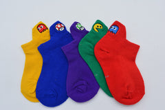 MOMISY 5 Pairs Baby Girl Boys Toddlers Infant Solid Color Spring and Autumn Socks Cotton Stretch Crew Baby Socks -Retro Game, 1-3 Years Old