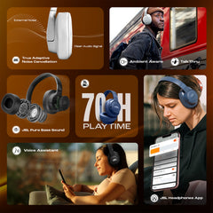 JBL Tune 770NC Wireless Over Ear ANC Headphones with Mic, Upto 70 Hrs Battery, Speed Charge : 5 min Charge Gives up to 3H of Playback, Customized EQ, Google Fast Pair, Dual Pairing, BT 5.3 (Black)