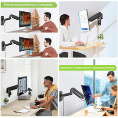 BIJASANI Heavy Duty Wall Mounted Stand for Desk, Load Capacity of 10 Kg, Gas Spring Monitor Arm Desk Mount Stand for Trading Setup at Home (Wall Mount Monitor ARM)
