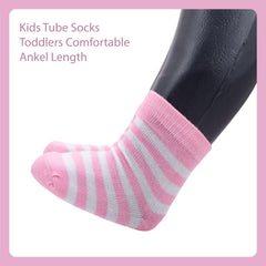 MOMISY 5 Pairs Baby Kids Girl Boys Tube Socks Toddlers Comfortable Ankel Length gifts (Striped, 1 to 3 year)