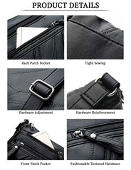 SYGA soft leather women's bag shoulder messenger bag fashion casual(Black)