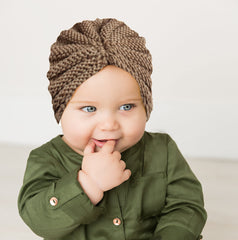 SYGA Pack of 2 Baby Cap & Headband Woolen Soft Stretchable Hat and Ears Warm Headband for Newborn Baby Winter Cap 0-3 Years - Pink