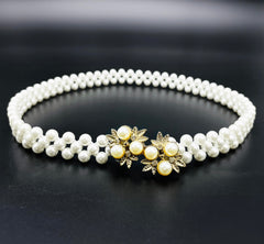 SYGA Pearl Adjustable Waist Belt with Hollowed Tassel Detail, Suitable Size for Waist 24-34 INCH