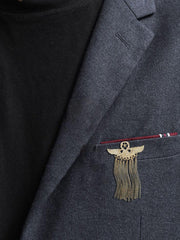 SYGA Men's & Women Suit Shirt Stud Lapel Pin Chain Tassel Brooch Pin with Crystal Chain(Coat of arms tassel gold)
