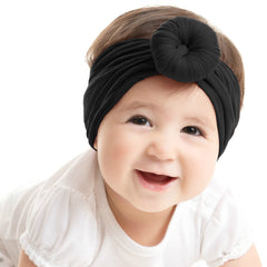 SYGA Pack Of 2 Baby Headbands Soft Cotton Strechable Turban Hairbands For Newborn Infant Toddlers Kids 0-3 Years (Pink-Grey)