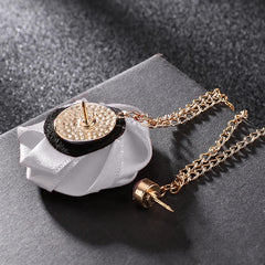 SYGA Rose Flower Brooch Pin for Men & Women,Beautiful Fashion Jewelry with Chain Design(White)
