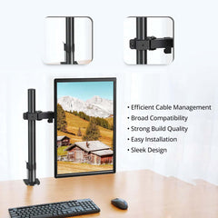 Robustt Computer PC Monitor LED TV Desk Mount Stand with Articulating Center Arm Joint | for 15" to 33" Screens Full Motion Mount | Height Adjustable | Gaming Screen - Pack of 1