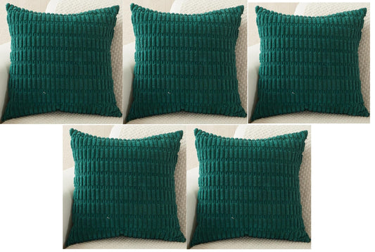 MOMISY Corduroy Cushion Throw Pillow Covers Pink 45 x 45cm, 18x18 inch (Green, 5)