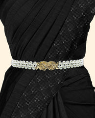 SYGA Pearl Adjustable Waist Belt with Hollowed Tassel Detail, Suitable Size for Waist 24-34 INCH