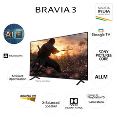 Sony BRAVIA 3 Series 139 cm (55 inches) 4K Ultra HD AI Smart LED Google TV K-55S30B (Black)