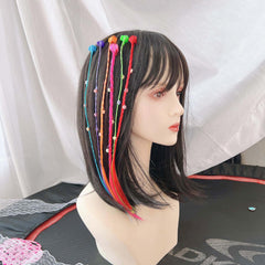 SYGA Girls Braided Wigs, Colorful Hair Accessories, Braided Hair Clips (Gripper beads Flower)