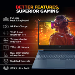 HP Victus, AMD Ryzen 9-8945HS, 8GB RTX 4060, 16GB RAM (Upgradeable) 1TB SSD, 144Hz, 300nits, IPS, FHD, 15.6"/39.6cm, Win11, M365* Office 24, Blue, 2.29Kg, Backlit, fb3025AX, AI Gaming Laptop