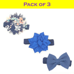 SYGA 3 Pcs Baby Headband Naylon Bow Stretchable Hairband Suitable for Newborn Infant Toddler Kids 0-3 Year (Grey)