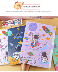 SYGA Cartoon Astronaut 6-Gate File Folder for A4 Student Exam Paper Organizing and Storage(Purple)