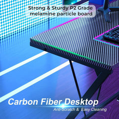 White Mulberry L-Shape Corner Desk |DIY Assembly| Monitor Raising Shelf | Engineered Wood & Sturdy Steel Leg|Perfect for Office Home Gaming Study Desk Computer Table|L(130+130)*45 * 77cm|Carbon Fibre