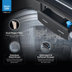 Voltas Beko, A Tata Product 11 Kg 5 Star Fully-Automatic Top Loading Washing Machine (WTL1106UEAH / OBS3060, Dark Grey, Inbuilt Heater)