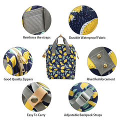 SYGA Diaper Bag Mother Bag Multi-Function Nappy Backpack Bag Organizer for Travel Diaper Bag (Yellow Lemon)