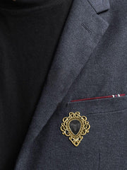 SYGA Men's Suit Chest Brooch Fashionable Gemstone Decoration Diamond Clothing Accessories(Black Diamond)