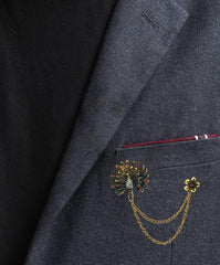 SYGA Men's & Women Classic Animal Peacock Corsage Suit With Eagle Chain Lapel Pin Tassel Brooch Pin with Crystal Chain(Peacock)