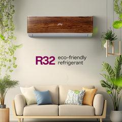 Godrej 1.5 Ton 3 Star, 5 Years Comprehensive Warranty, AI powered, 5-In-1 Convertible Cooling, 4 Way Air Swing, Wood Finish, Inverter Split AC (Copper, AC 1.5T SIC 18VTC3 WYB TK, Teak Wood)