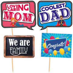 SYGA All Occasion Indian Family Photo Booth Party Props Craft Item for Wedding, Baby Shower, Birthday Multi Color (Set of 41, Large)