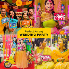 SYGA All Occasion Indian Family Photo Booth Party Props Craft Item for Wedding, Baby Shower, Birthday Multi Color (Set of 41, Large)