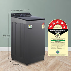 VW V8 TurboWash 8 Kg 5 Star Fully-Automatic Top Loading Washing Machine (Grey)