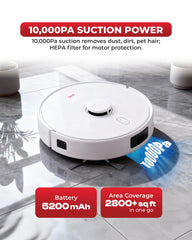 TIRON TRV 30S Robot Vacuum Cleaner, Advanced Self-Empty Station, 10000 Pa Suction, 5200 mAh, Advanced Spin Mop & LIDAR Navigation, Edge Cleaning, Obstacle Climbing, Designed for Indian Homes