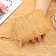 SYGA Wallet for Girls & Women's Credit Card Purse Small Coin Storage Bag with Zipper Closure, Fashionable Small Coin/Cash Purse (Light Brown)