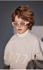 SYGA Children's Square Frame Matte Cartoon Baby Sunglasses Uv400 Anti-Ultraviolet Kids Glasses - 4 to15 years old (Yellow)