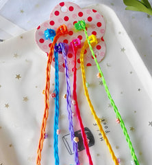 SYGA Girls Braided Wigs, Colorful Hair Accessories, Braided Hair Clips (Gripper beads Flower)