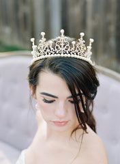 SYGA Crown Queen Rose Flower Tiaras Princess Hair Jewelry Headbands for Party Engagement Wedding (Crown-A0075)