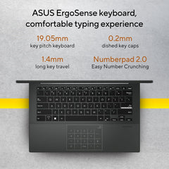 ASUS Vivobook Go 14, AMD Ryzen 5 7520U, 16GB RAM, 512GB SSD, FHD 14", Windows 11, Office Home 2024, M365 Basic (1Year)*, Black, 1.38kg, E1404FA-EB2542WS, AMD Radeon iGPU, 42WHrs, Thin & Light Laptop