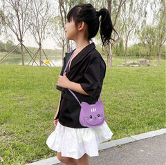 SYGA Children's Cat Shoulder Bag Cartoon Backpack PU Leather Kids Small Kitten Handbag Purse Wallet for Toddlers Kids (Black)