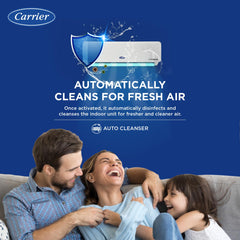 Carrier 1 Ton 3 Star AI Flexicool Inverter Split AC (Copper, Convertible 6-in-1 Cooling,Dual Filtration with HD & PM 2.5 Filter, Auto Cleanser, ESTER NEO+ Exi, CAI12ER3R34F0,White)
