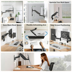 BIJASANI Heavy Duty Wall Mounted Stand for Desk, Load Capacity of 10 Kg, Gas Spring Monitor Arm Desk Mount Stand for Trading Setup at Home (Wall Mount Monitor ARM)
