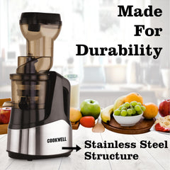 Cookwell Cold Press Slow Juicer and Ice Cream Maker, Stainless Steel (500W)