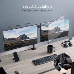 VIVO Dual LCD Monitor Desk Mount Stand Heavy Duty Fully Adjustable fits 2 /Two Screens up to 27" (STAND-V002)