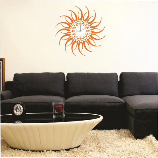 Syga Orange Sun Design Wall Clock Stickers_16C