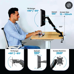 White Mulberry |DIY| Economical Gas Spring Monitor Arm | Desk Mounted Monitor Stand for 15-32 Inch Monitors |9Kg Screen Capacity|VESA 75X75&100X100| Adjustable Metal Desk Monitor Mount-(Single Screen)