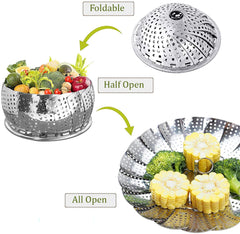 SYGA Stainless Steel Vegetable Steamer Basket/Insert for Pots, Pans, Crock Pots & More. 6.3" to 10.3"